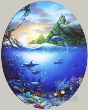 Fish Aquarium Painting - Dolphin Pardise under sea